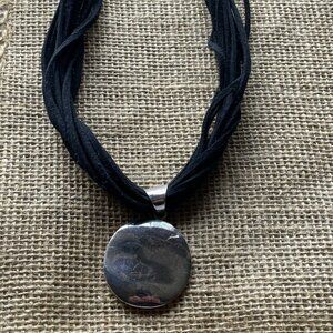 Silpada Multi-Strand Suede Necklace & Sterling Disc Pendant